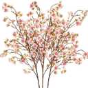 Uieke Silk Cherry Blossom Branches, 40.5in Artificial Cherry Blossom Flowers Long Stems Fake Flowers Vase Arrangements for Wedding Home Japanese Decor, Set of 3, Pink