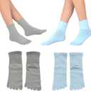 Pursuestar 2 Pairs Five Finger Toe Socks Fuzzy Cuff Soft Fluffy Winter Warm Comfy Socks for Women Girls, US Women Shoe Size 5-11