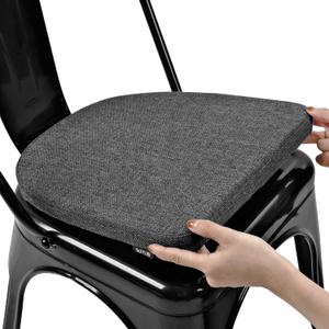 BUYUE Friendly Woven Fabric 14x14 Magnetic Cushion for Metal Chair 1 Piece, Enhanced Anti-Slip Seat Pad for Dining Kitchen Caf Stackable Chair (U-Shape, Dark Gray, 1 Count)