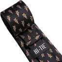 Hi-Tie Christmas Ties for Men Xmas Silk Necktie Pocket Square Cufflinks Set Festival Party Prom (M)