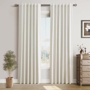Guken Cream Natural Linen Blackout Curtains 84 Inch Length for Living Room 2 Panels Set Beige Curtains with Hooks Room Darkening Thermal Insulated Soundproof Window Bedroom Nursery 52x84 7FT (52"W x 84"L (Pack of 2))