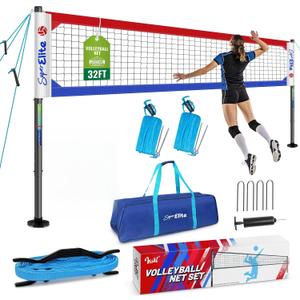 Professional Volleyball Net Set Heavy Duty for Outdoor Backyard Portable with Aluminum Scoring Poles, 20ft/32ft Optional Nets System, Adjustable Regulation Height
