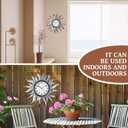 25-Inch Silver Sun Outdoor Clock with Thermometer, 10-Inch Dial