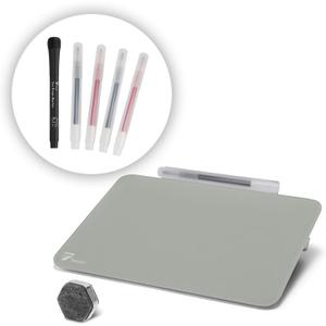 TOWON Small Glass Dry Erase Board, Desk White Board with Standing, Mini Whiteboard Easel Pad Set, Stenography Artifact for Office, Home and School Supplies, 8 x 6 Inches, Gray