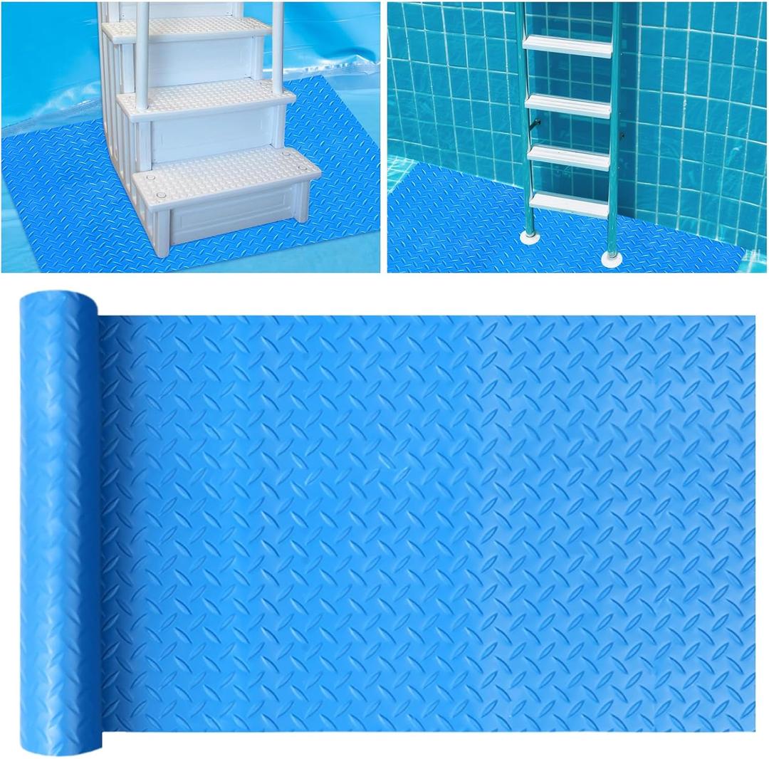 18"x36" Swimming Pool Ladder Mat Pool Ladder Pad with Non-Slip Texture Protective Pool Step Mat Vinyl Pool Liner for Above Ground Swimming Pool Steps Liner Compatible with Pool Ladders Stairs
