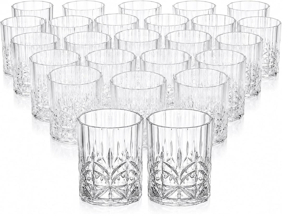 24 Pack 14oz Acrylic Whiskey Glasses, Transparent Unbreakable Old Fashioned Tumblers for Whiskey, Bourbon, Scotch, Cocktails, and Mixed Drinks – Shatterproof, Dishwasher Safe, Bar & Home Use