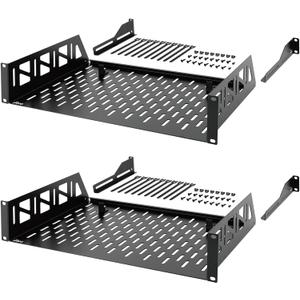 Tecmojo 2U Rack Shelf,19 inch Server Rack Shelf 12 inch Depth,Weight Capacity 110Lbs/50kg,Rack Mount Shelf for 19" Network Racks & Cabinets,with Complete Accessories (2Pack)