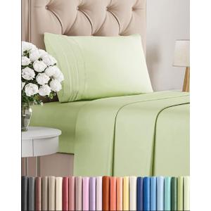 Twin Size 3 Piece Sheet Set - Comfy Breathable & Cooling Sheets - Hotel Luxury Bed Sheets for Women & Men - Deep Pockets, Easy-Fit, Soft & Wrinkle Free Sheets - Light Sage Green Oeko-Tex Bed Sheet Set