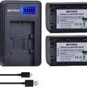 Batmax 2 Packs Battery + LCD Charger for Sony NP-FV30,NP-FV40,NP-FV50 Batteries;Sony FDR-AX53 HDR-CX230 HDR-CX220 CX330 CX380 CX455 CX900 CX430V TD30V FDR-AX100 Handycam Camcorder and More