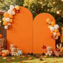Orange Arch Backdrop Cover, Set of 2 Spandex Fitted Stretchy Arch Stand Covers, 2-Sided Round Top Chiara Backdrop Cover for Thanksgiving Birthday Party Ceremony Banquet Baby Shower Arch Decorations