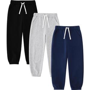 Boys Fleece Sweatpants, 3-Pack Jogger Pants,120