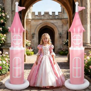 2 Pack 6.2 ft Birthday Party Decorations, Castle Inflatable Stand Castle Blow up Yard Decorations for Garden Indoor Outdoor Party Supplies(Pink, Princess)