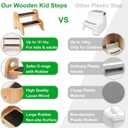 StrongTek Wooden 2 Step Stools for Kids, Safe Non-Slip Surface with Handles, 350 lbs Capacity, Portable Toddler Stepping Stool for Bathroom Kitchen and Bedroom (Natural)