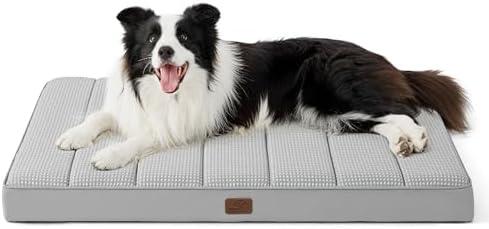 Bedsure Cooling Dog Bed for Crate - Large Orthopedic Waterproof Puppy Beds with Removable Washable Cover, Egg Crate Foam Pet Mat, Suitable for Pet Up to 50 lbs