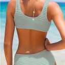 SOLY HUX Girl's V Neck Ring Linked Bikini Sets Bathing Suits Two Piece Swimsuit (Green)
