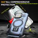 for iPhone 14 Plus Case Magnetic,for iPhone 15 Plus Case Compatible with MagSafe Support Wireless Charger,with Camera Cover Kickstand+with 2 Screen Protectors,Heavy Duty Protection Phone Blue