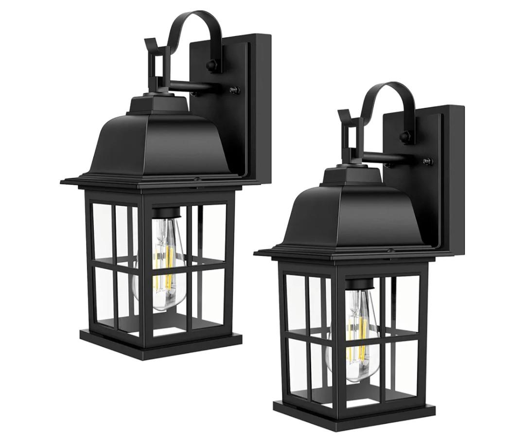TOBUSA 2Pack Outdoor Light Fixtures, 100% Aluminium Waterproof Exterior Wall Lantern, AntiRust Outside Black Wall Sconce Porch Lights for House Garage, Doorway, Bulbs Not Included