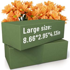 Max Shape Floral Foam Blocks Large 9 Inch,Pack 2 of Wet Floral Foam Bricks,Flower Foam for Artificial Flowers and Wedding Holiday Decorations (2)
