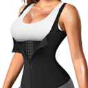 Nebility Waist Trainer for Women Corset Shapewear with Zipper Women's Waist Cincher Tank Top with Adjustable Straps (Medium, Black)