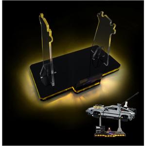 Light Up Display Stand for LEGO Back to the Future Time Machine 10300, Acrylic LED Display Stand Accessories Kit Compatible with LEGO 10300 (Stand Only, No LEGO Model)