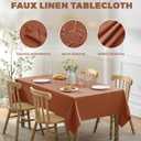 Decorelia Table Cloth for Rectangle Dining Table, Faux Linen Waterproof Texture Farmhouse Washable Rectangular Tablecloth Cover for Birthday, Party, Picnics, Wedding Decor(Burnt Orange, 52 x70 Inch)