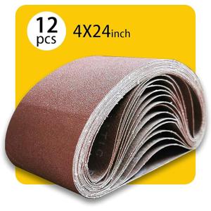 4 x 24 Inch 80 Grit Sanding Belt | Premium Aluminum Oxide Sanding Belt | Premium Sander Sandpaper – 12 Pack