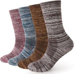 EnerWear 4 Pack Women's Merino Wool Outdoor Hiking Trail Crew Sock (9-11, Multicolor1992)
