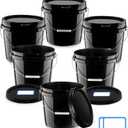 6 Pcs 2 Gallon Black Bucket with Lid and Handle, Large Plastic Storage Paint Pail Brine, Fermenting for Beer, Wine or Any Other Fermented Beverage