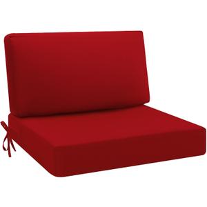 idee-Home Outdoor Cushions for Patio Furniture, Waterproof Outdoor Seat Cushion Hampton Bay Deep Seat Replacement Cushions for Garden, Red