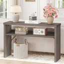 BON AUGURE Sofa Console Table, Wood Entryway Table, Grey Behind Couch Tables with Open Storage, Modern Narrow Hallway Tables (Greige Oak, 47 Inches)