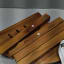 Lovitgo 12'' Teak Shower Stool for Shaving Legs, Corner Shower Stool for Inside Shower, Waterproof Teak Shower Bench for Bathroom, Small Wood Shower Stool for Foot Rest, Indoor or Outdoor Use