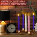Sliner 8 Pcs Christmas Flower Advent Wreath Ring 5 Candle Holder Taper Gold Advent Ring Metal Candle Holder Table Decoration for Xmas Festival Home Centerpiece Decor