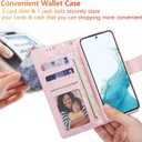 UEEBAI Wallet Case for Samsung Galaxy S25 Plus 5G, Leather Phone Wallet Kickstand RFID Blocking Flip Case Card Slots Wrist Strap Relief Engraved Pattern Magnetic Closure Flower Cover, Black Rose