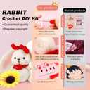 Dapoprren Rabbit Beginners Crochet Kit,Crochet Animal Kit,DIY Knitting Kit Supplies with Yarn, Polyester Fiber,Crochet Hooks,Step-by-Step Instructions Video,Crochet Kit for Beginners