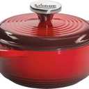 Lodge 1.5 Quart Enameled Cast Iron Dutch Oven with Lid – Dual Handles – Oven Safe up to 500° F or on Stovetop - Use to Marinate, Cook, Bake, Refrigerate and Serve – Red