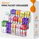AIEVE Drink Packet Organizer with 15 Compartments, Water Packet Organizer for Water Flavor Drink Mix, Easy Assembly Acrylic Sugar Packets Holder for Cabinet Kitchen Storage Organization