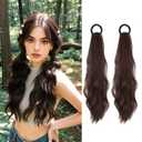 2PCS Curly Ponytail Extension with Hair Tie Hair Natural Wig Elastic Band Wave Fake Ponytail Wigs Accessories for Women Daily 17 Inch (brown)