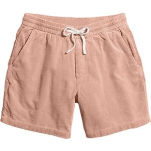 JEMLDL Men's Corduroy Shorts 5 Inch Inseam Drawstring Elastic Waist Lightweight Casual Summer Beach Shorts with Pocket (Pink, XL)