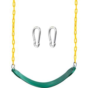 TURFEE Heavy Duty Swing Seat Green Color with 66 Chain, Swing Set Accessories Replacement with Snap Hooks for Kids Outdoor Play Playground