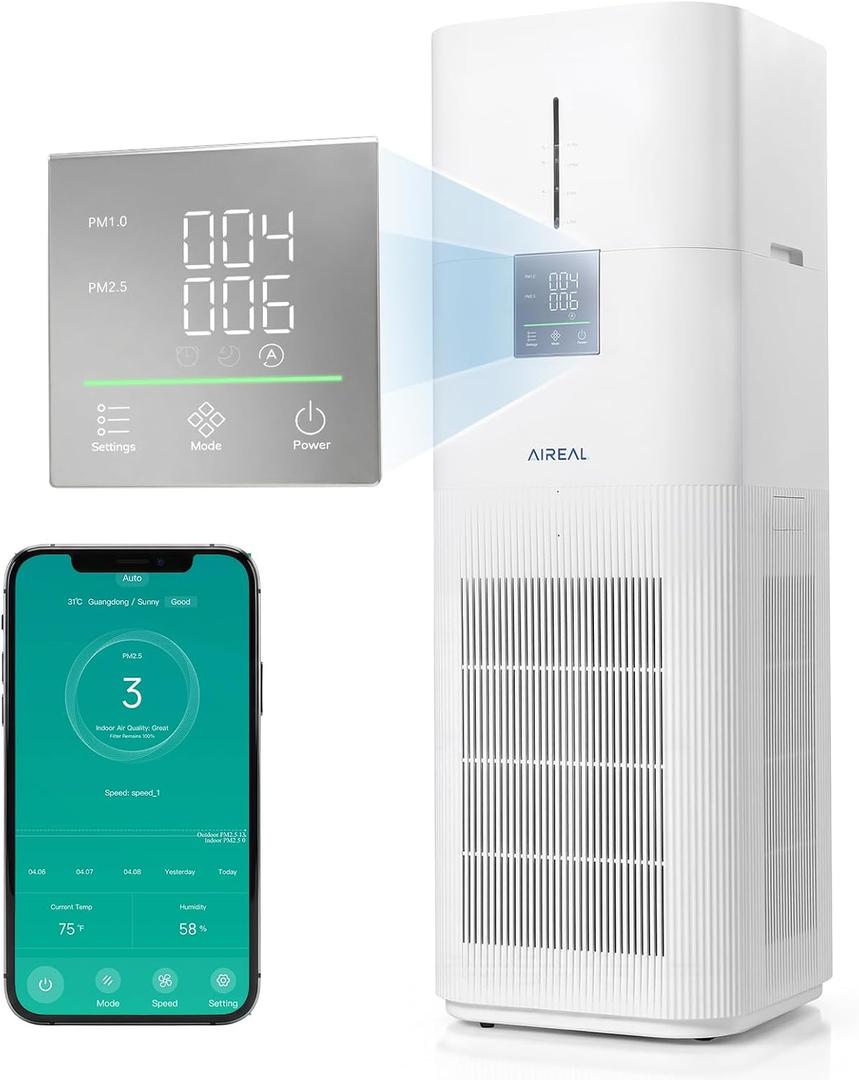 AIREAL AEH800 Air Purifier and Humidifier Combo, Smart WiFi & Voice Control
7L Evaporative Humidifier, Advanced Air Quality Sensor, Quiet Sleep Mode, Auto Air Quality Monitor for Large Rooms