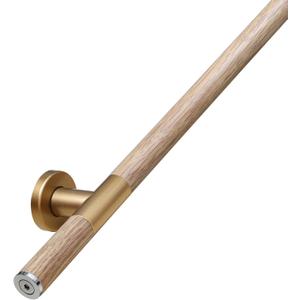 HouseAid 3.3 ft Elegant Wood Grain Stair Handrail with Gold Accents  Sturdy Stainless Steel Core for Indoor Use