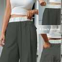 Wide Leg Slacks Pants for Women Pull on High Waisted Business Trousers with 3 Pockets for Casual Office Wear (Gray, XL)