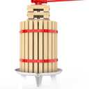 EJWOX 4.75 Gallon Fruit and Wine Press, Manual Cider Juice Maker with Solid Beech Wood Basket & Heavy-Duty Stand for Apples, Grapes, Berries (Red)