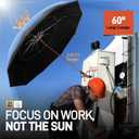 New 60" Folding Magnetic Umbrella,Designed for Outdoor Work,600lb Strong Suction Hvac Umbrella With Magnetic Base & Clamp,2-in-1 Sun & Rain Protection,180 Adjustable, Portable for HVAC (Black)