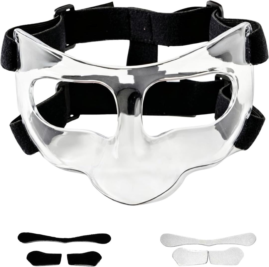 Nose Guard for Broken Nose Baseball Softball Basketball Face Mask Adjustable Face Shield Masks with Padding Nose Guard Protects Nose and Eye from Injury for Men and Women