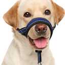 BARKLESS Soft Dog Head Collar, Patented Padded No Pull Head Halter, Training Nose Leash with Safety Link for Medium Large Dogs, Adjustable Muzzle Leash, Easy Control for Walking(Blue, L) (L (Snout 9.5"-14"))