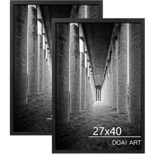 DOAI ART 27x40 Poster Frame Black 2 Pack, Poster Frames 27 x 40 inches or 27x40 Picture Frames with HD Plexiglass for Horizontal or Vertical Wall Mounting, Durable Scratch-proof Safe and Artistic