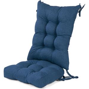 Lokex Rocking Chair Cushion 4 Inch Extra Thick, Cushions for Rocking Chairs Set of Seat and Back with Ties, Linen Fabric Indoor Outdoor Rocker, 17x21 & 17x17 Inches (Dark Blue-1)