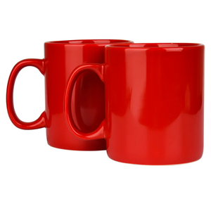 30oz Super Large Ceramic Coffee Mugs Large Handles Set of 2 (Red)