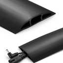 Bates- Floor Cord Cover, 10ft, Cable Cavity 0.6" (W) x 0.31" (H), Heavy Duty Wire Protector, PVC Extension Cords Hider, Protect Cords, Prevent Cable Trips, Cord Hider for Office, Home, Outdoor (Black)
